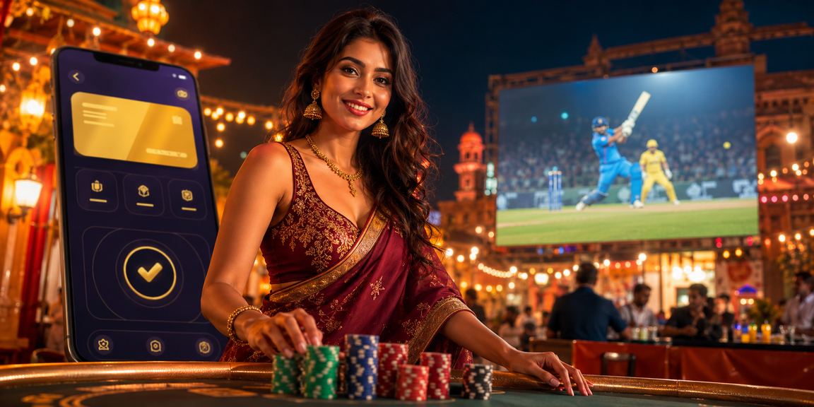 Night market scene in India with cricket betting