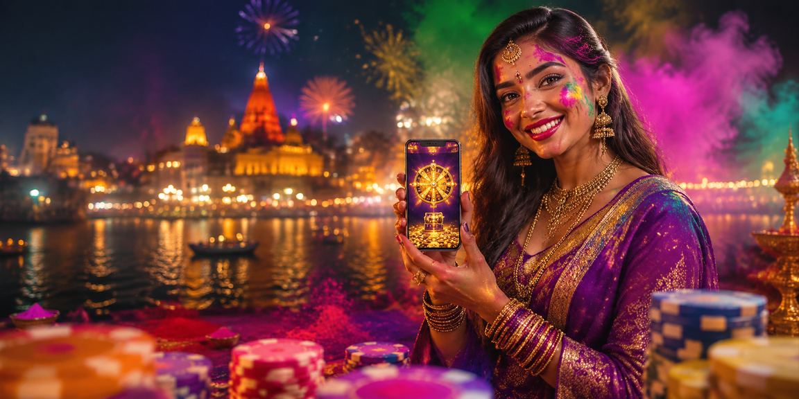 Indian lottery celebration with Holi colors